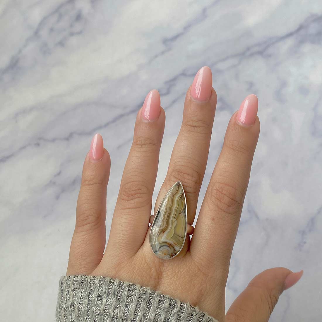 Crazy Lace Agate Adjustable Ring-(CLA-R-2.)